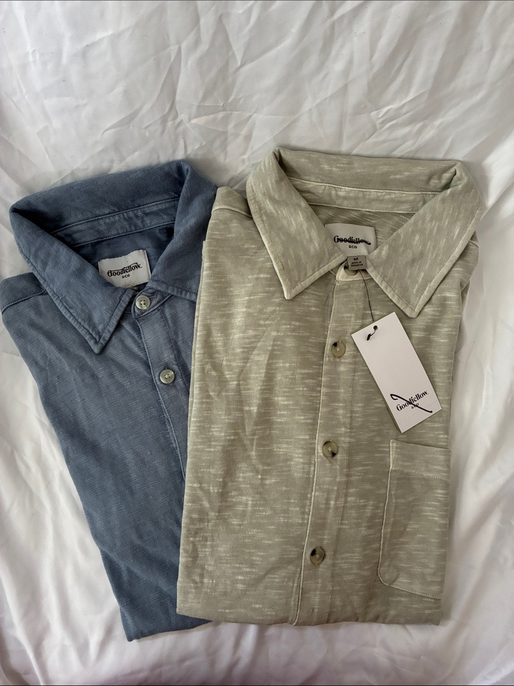 Goodfellow & Co Short-Sleeve Button-Up Set — Sage Green & Dusty Blue 💯 cotton